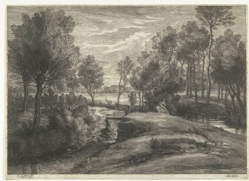 Landscape with a rider by a brook