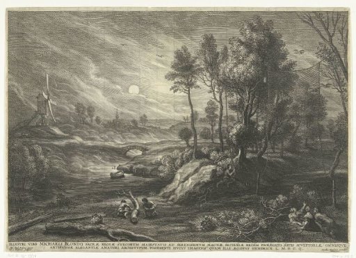 Landscape with a woodcock hunter