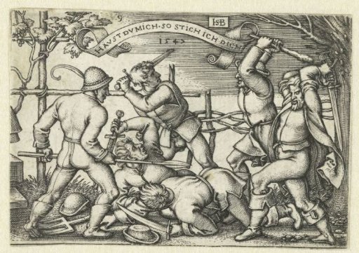 Fighting peasants with swords