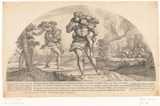 Anfinomus and Anapias carry their parents on their shoulders
