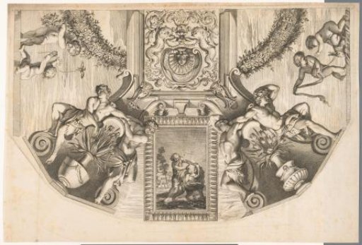 Detail of lost ceiling painting in the Villa del Pigneto