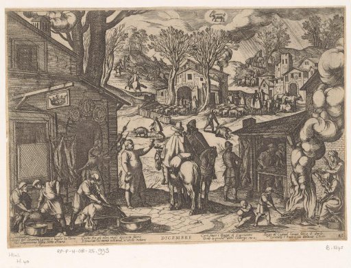 December: Village scene with inn (Capricorn)