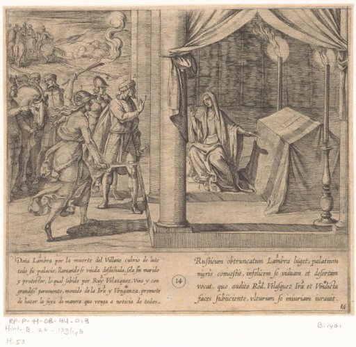 Ruy Velazquez Promises Doña Lambra That He Will Avenge the Death of the Villager