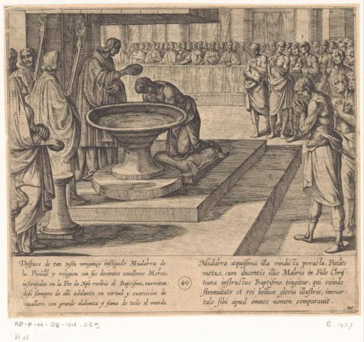 Mudarra and His Riders Convert to Christianity and Are Baptized