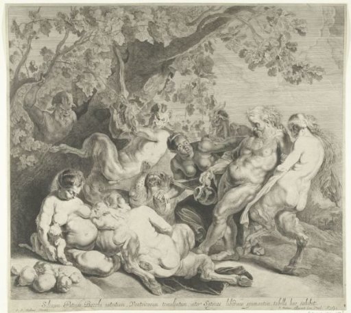 Drunken Bacchus with satyrs