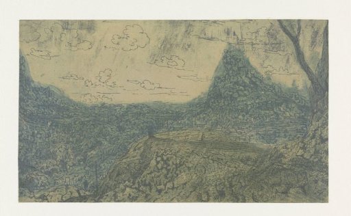 Mountain Landscape with a Pointed Rock, First Version