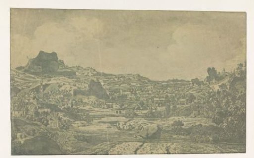 Valley with a River and a City with Four Towers