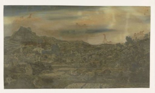 Valley with a River and a City with Four Towers