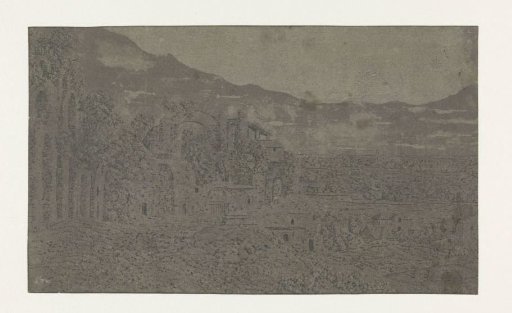 Roman Ruins, a City in the Distance