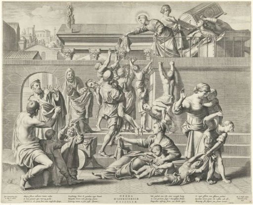 Saint Cecilia distributes her clothing among the poor