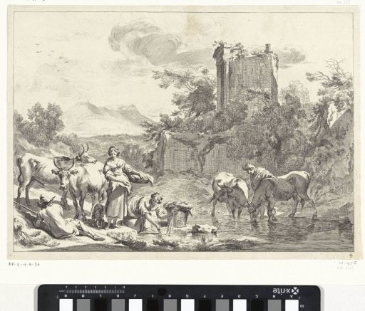Riverbank with washerwomen