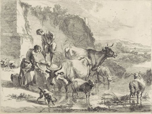 Woman drying clothes on a stone
