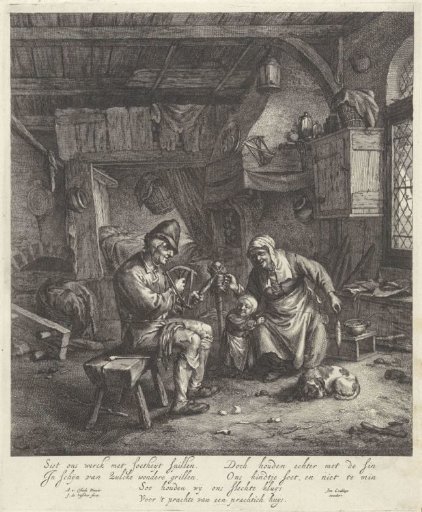 Man and woman winding yarn on a spool
