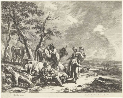 Afternoon: shepherd family resting with herd