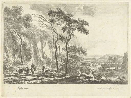 Italian Mountain Landscape with Mules, Shepherds and Cattle