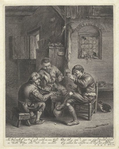Three Peasants Sitting Around a Bench