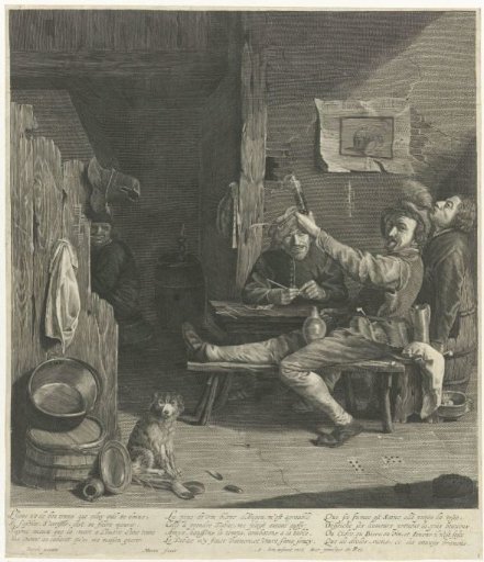 Tavern Interior with Drinking and Smoking Gentlemen