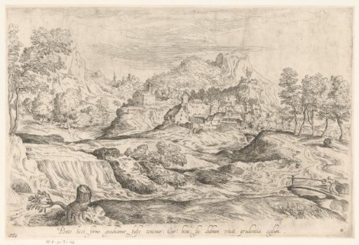 Hilly Landscape with a Man on a Bridge
