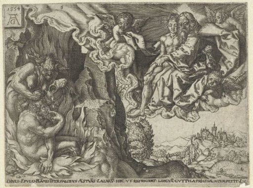 The Rich Man in Hell Sees Abraham with Lazarus