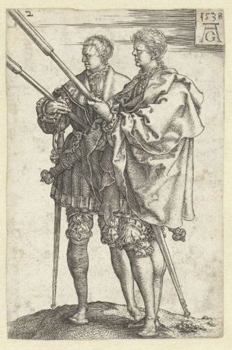 Two men with torches