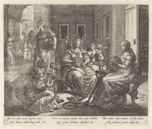 Lucretia and Her Maids at the Spinning Wheel