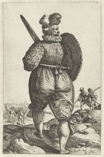 Warrior with a sword, seen from behind