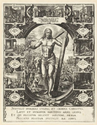Christ with the Cross and the Works of Mercy