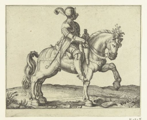 Horseman drawing his pistol