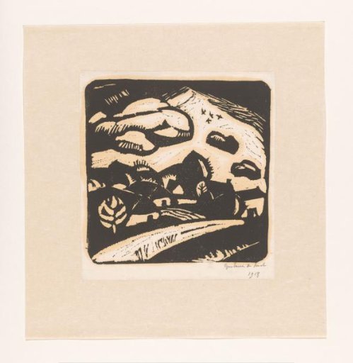 Landscape with Houses, Road, and Mountain