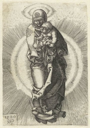 Virgin and Child standing on a crescent moon