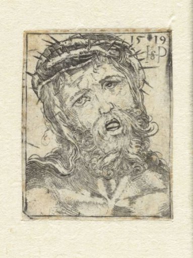 Head of the suffering Christ with crown of thorns