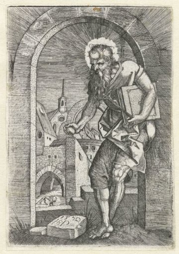 Saint Jerome standing under an arch
