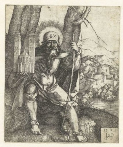 Saint Sebald as a pilgrim with a church model
