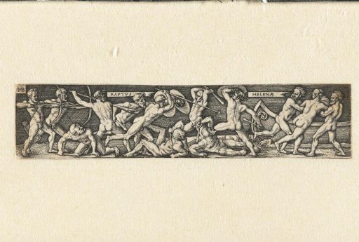 Abduction of Helen and fighting Greeks and Trojans