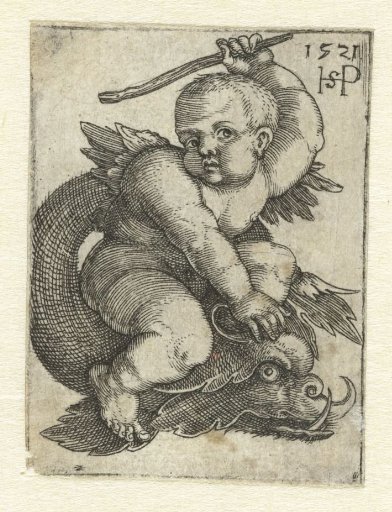 Putto on a dolphin