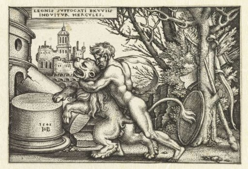 Hercules in combat with the Nemean lion