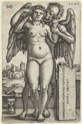 Naked woman seized by Death