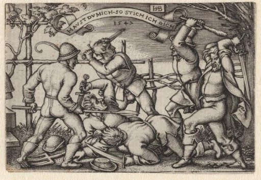 Fighting peasants with swords