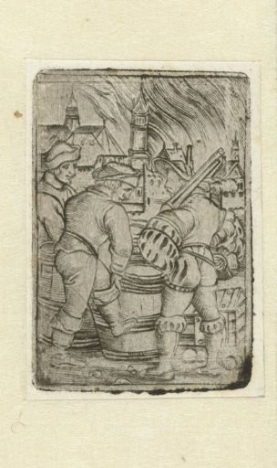 Guards by the gunpowder barrels