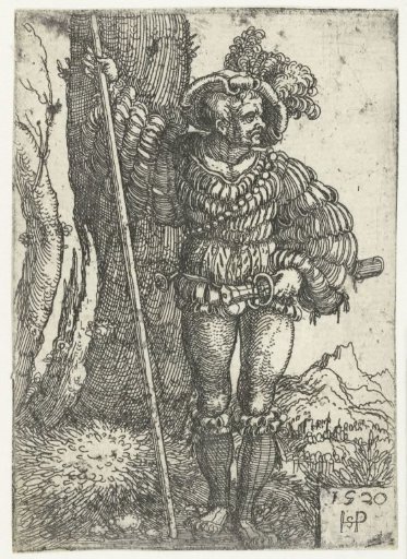 Landsknecht standing by a tree