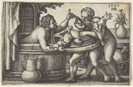Jester and Two Bathing Women