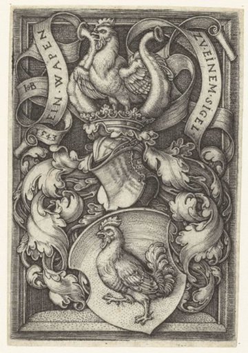 Coat of arms with a rooster on a shield
