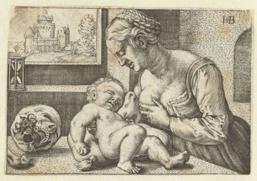 Madonna nursing the Child with a skull