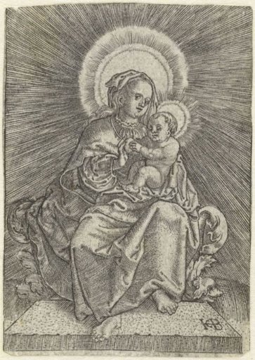 Enthroned Mary with Child and Apple in a Halo of Rays