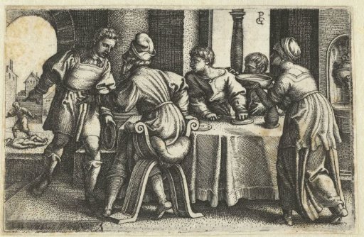 Tobit Leaves the Feast After Tobias Tells Him About a Murdered Man