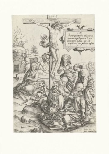 Christ on the Cross with the fainting Mary and other saints