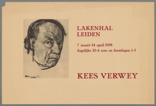 Lakenhal, Leiden. March 7 – April 14, 1958. Daily 10-4, Sundays and Holidays 1-5. Kees Verwey