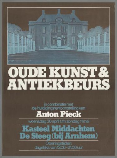Old Art and Antique Fair combined with a tribute exhibition of Anton Pieck Wednesday 30 April to Sunday 11 May Kasteel Middachten de Steeg (near Arnhem).