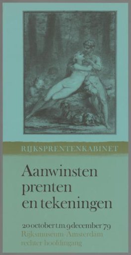 Rijksprentenkabinet Acquisitions of Prints and Drawings, 20 October to 9 December 1979, Rijksmuseum Amsterdam, right main entrance.