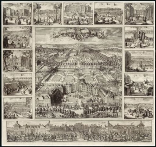 Views of Palace Het Loo, the associated buildings and the associated park